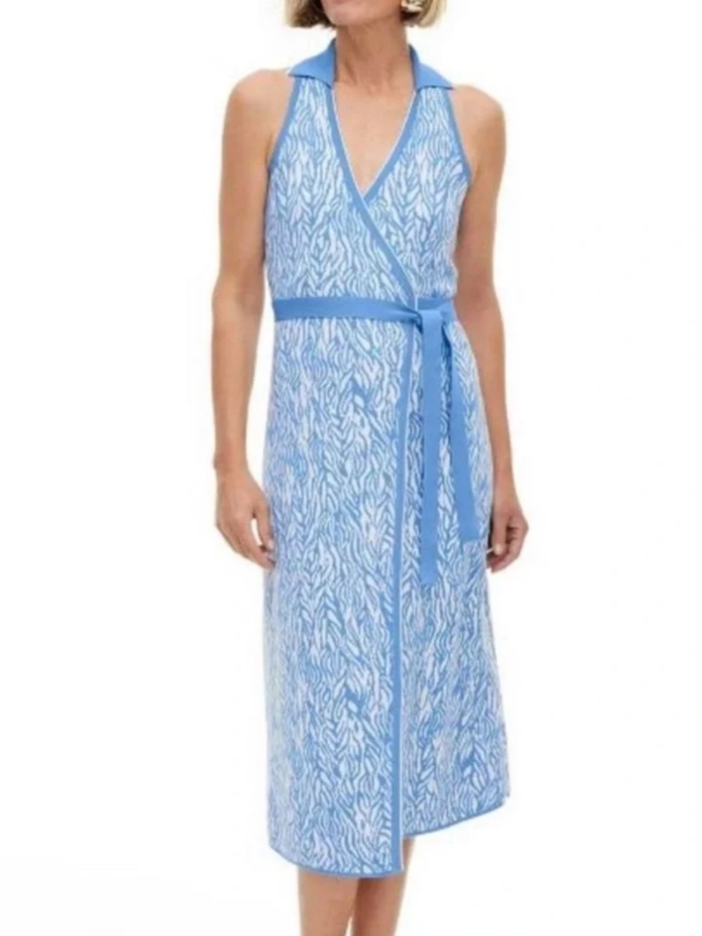 DVF for Target Collard Sleeveless Blue Midi Wrap Dress - Limited Edition